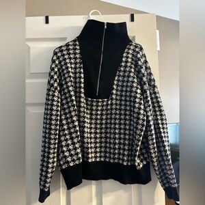 Express Black and White Cowl Neck Sweater